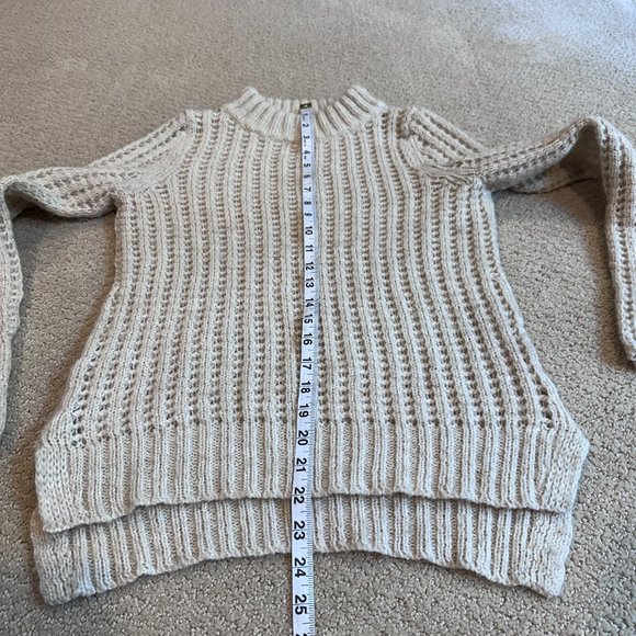 Field Flower Anthropologie Sweater Boho Chunky Crewneck Open Knit Oatmeal XS - Picture 4 of 9